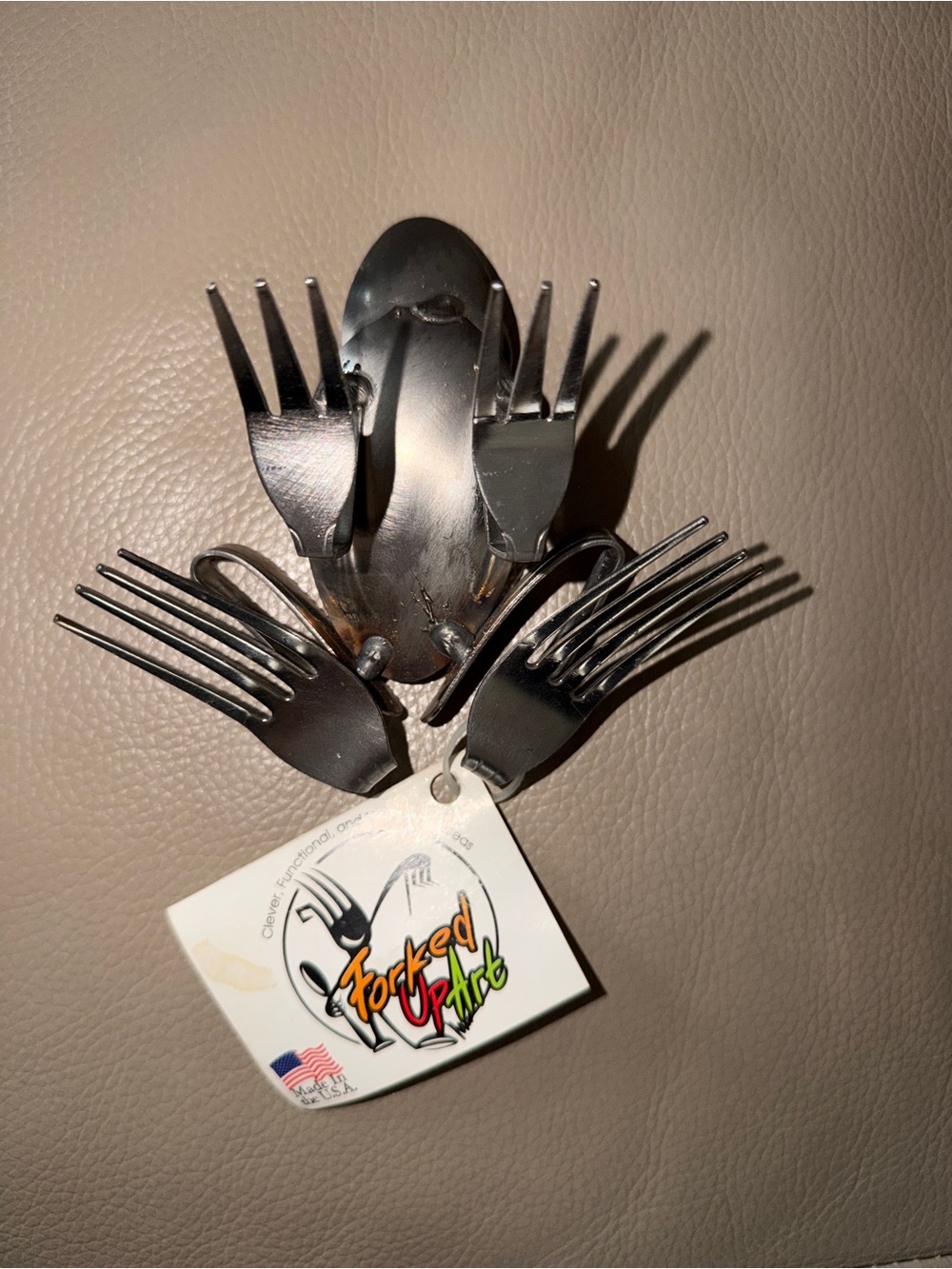 FORKED UP ART 2009 Upcycled Metal Flatware Frog Sculpture Fork/Spoon Made in USA - Picture 12 of 16